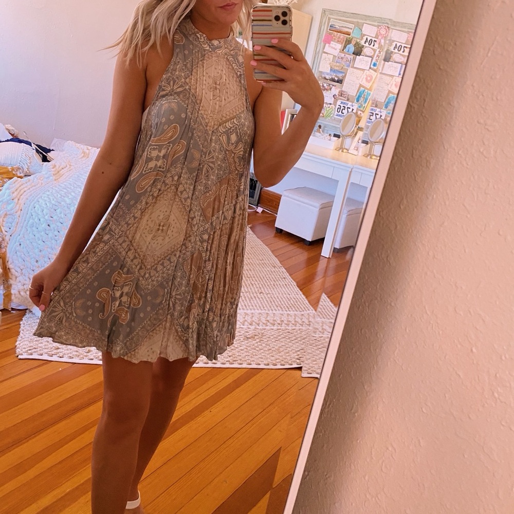 Free People Neutral Halter Top Dress